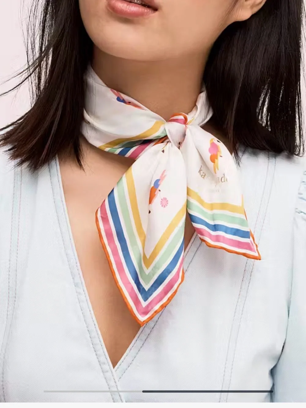 kate spade Flock Party Bandana Scarf with Parrots 100% Silk
